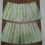 Tiffany Techniek. Stroken voor lampenkap omwikkeld met koperfolie. Groen glas.