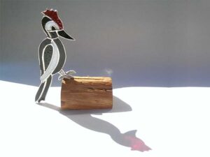 Woodpecker of Bonte Specht van glas met Tiffany techniek.